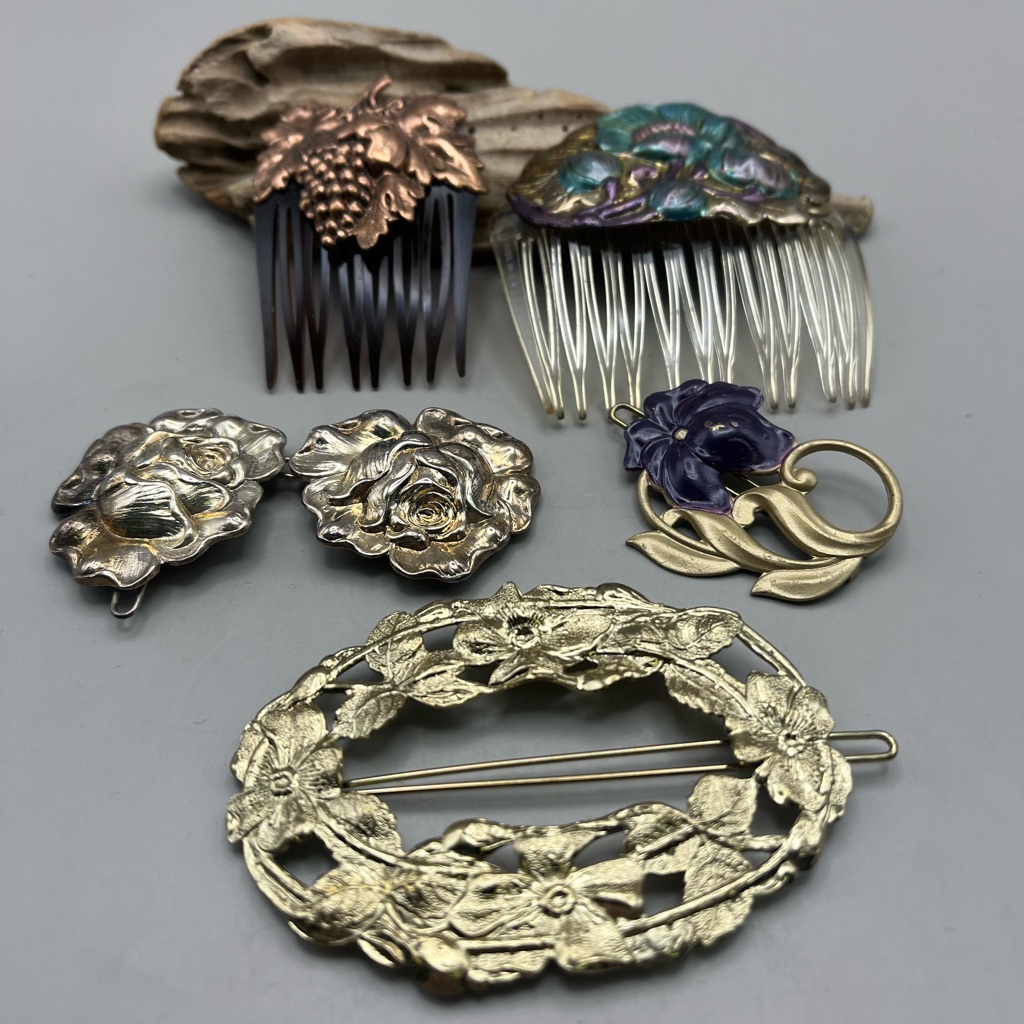 Elegant Vintage Floral Hair Accessories Set - Retro Glamour - Unique Gift